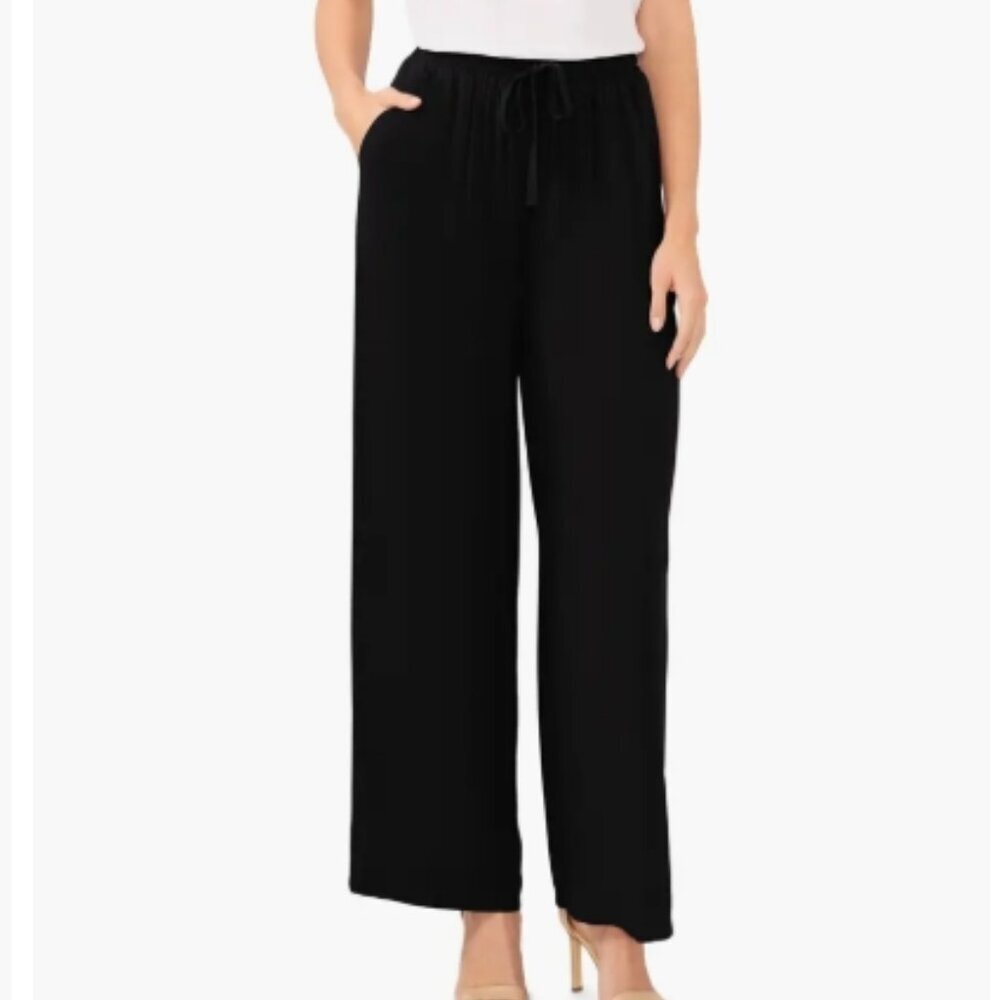 Halogen – Tie Waist Wide Leg Stretch Crepe Pants